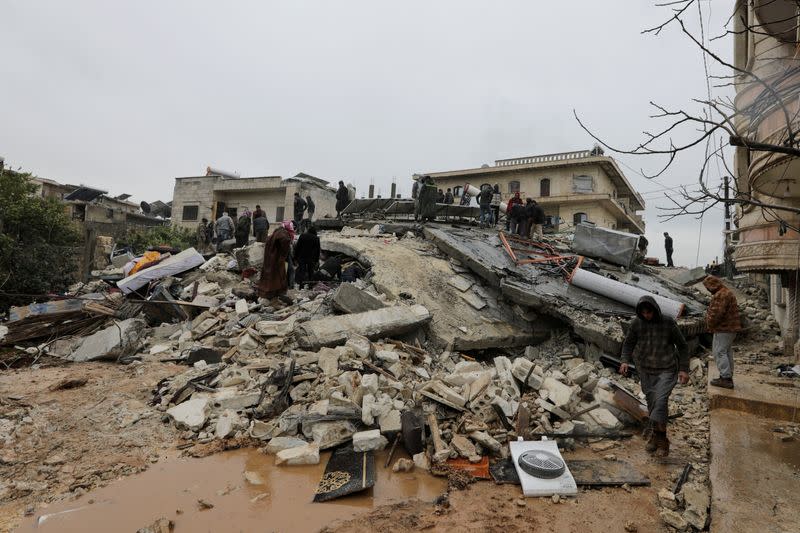 Aftermath of an earthquake, in rebel-held town of Jandaris