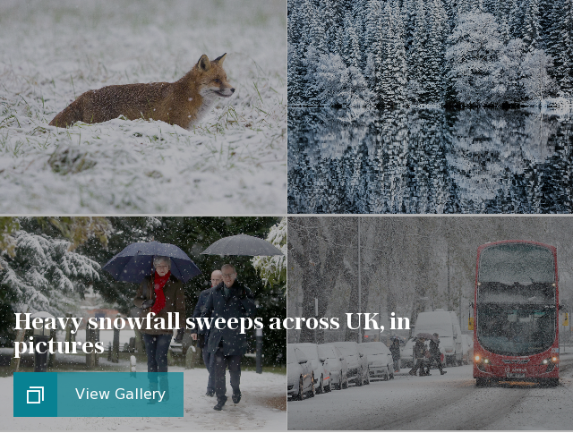 Heavy snowfall sweeps across UK, in pictures