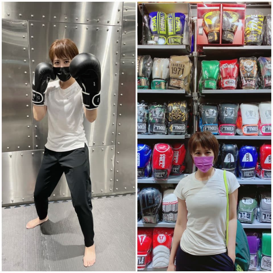朱培滋練習打拳擊已超過半年，現在的她很享受揮拳與揮汗的快感，也特別添購自己專屬的拳擊用手套。