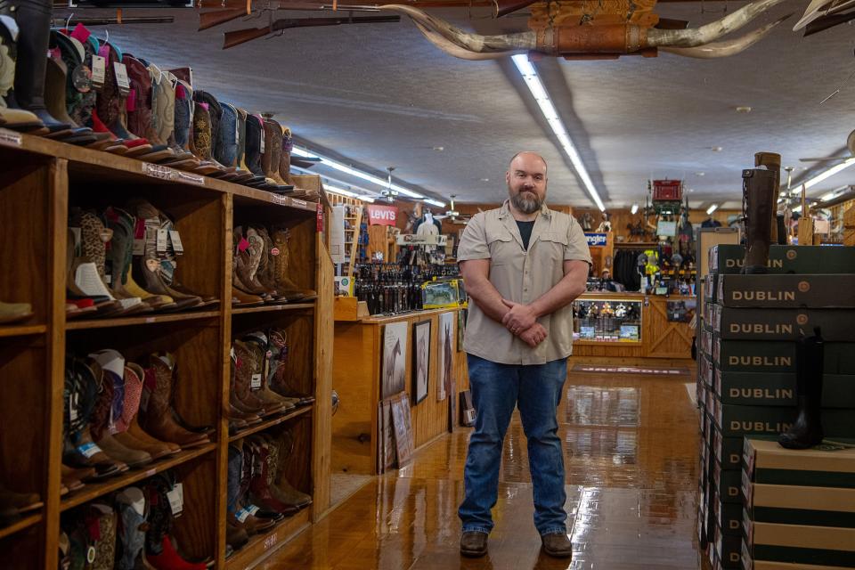 Nathan Jackson, fourth generation owner of Jackson’s Western Store in Asheville, May 1, 2024.
