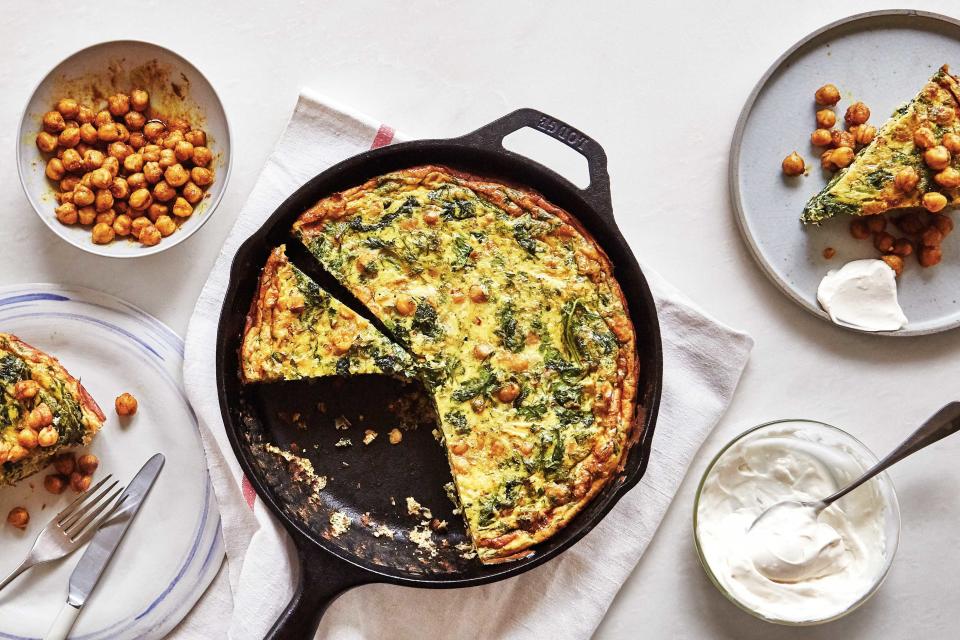 Spiced Chickpeas and Greens Frittata