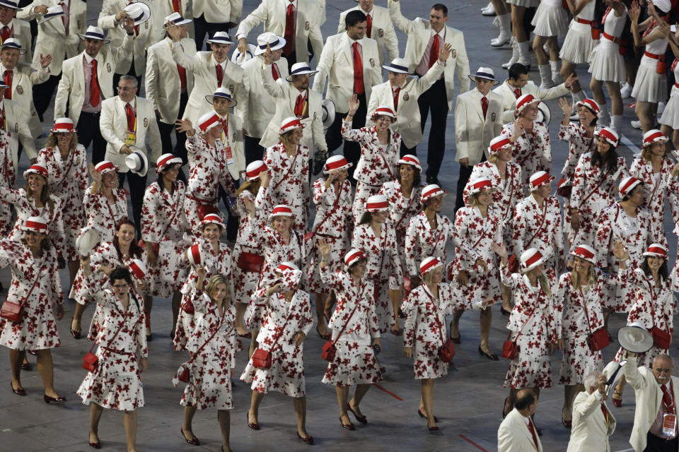 Die ungarische Delegation bei der Eröffnungszeremonie 2008 in Peking (Bild: REUTERS/David Gray)