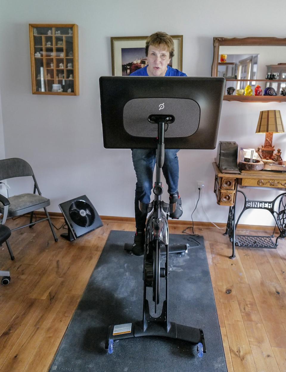 Rebekah Darnell from Okemos virtually riding Sunday, April 16, 2023, in the Braille Across America Virtual Challenge, which she hopes will raise awareness for Braille education.