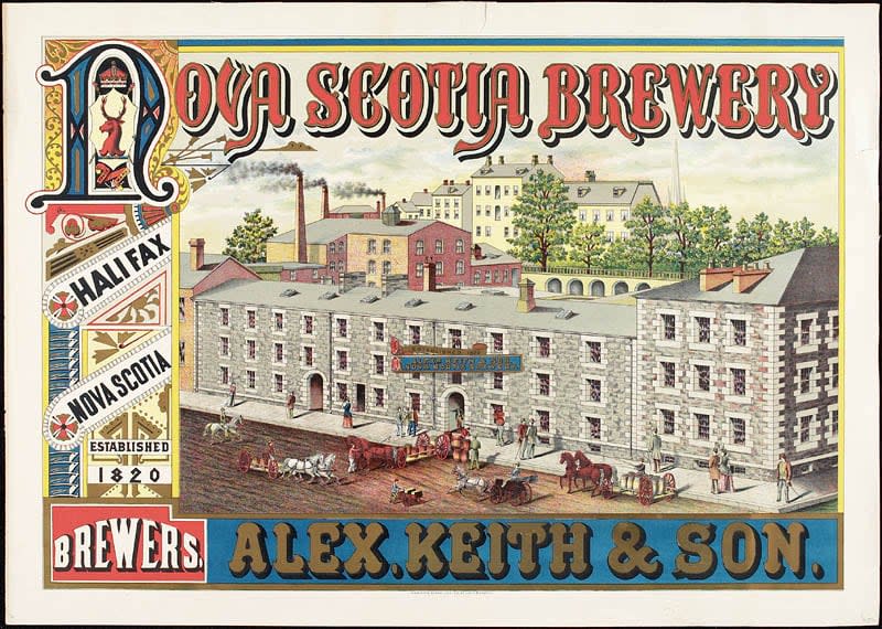 A postcard showing Keith's Brewery on Lower Water Street around 1865.