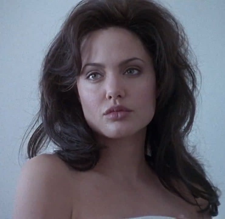 Closeup of Angelina Jolie in "Gia"