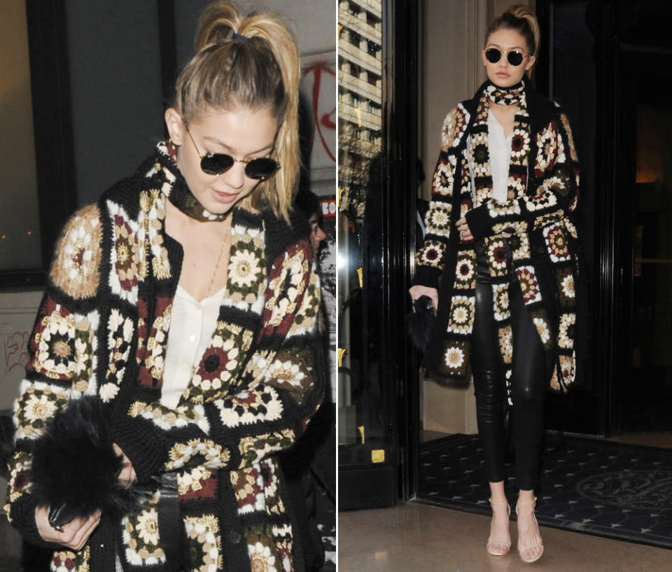 Das Stilgefühl wurde Model Gigi Hadid augenscheinlich in die Wiege gelegt. In Casual-Looks wie bei ihrem Bummel durch Paris in Häkelschal und -pulli von Rosetta Getty sieht die 20-Jährige nämlich stets genauso fantastisch aus wie …   (20. Januar 2016, Bilder: WENN)