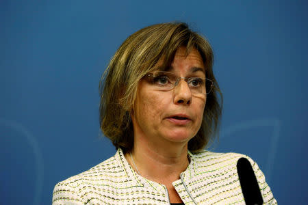 FILE PHOTO: Swedish Minister for International Development Cooperation and Deputy Prime Minister Isabella Lovin speaks to the media during a news conference in Stockholm, Sweden July 2, 2016. TT News Agency/Johan Jeppsson/via REUTERS/File Photo