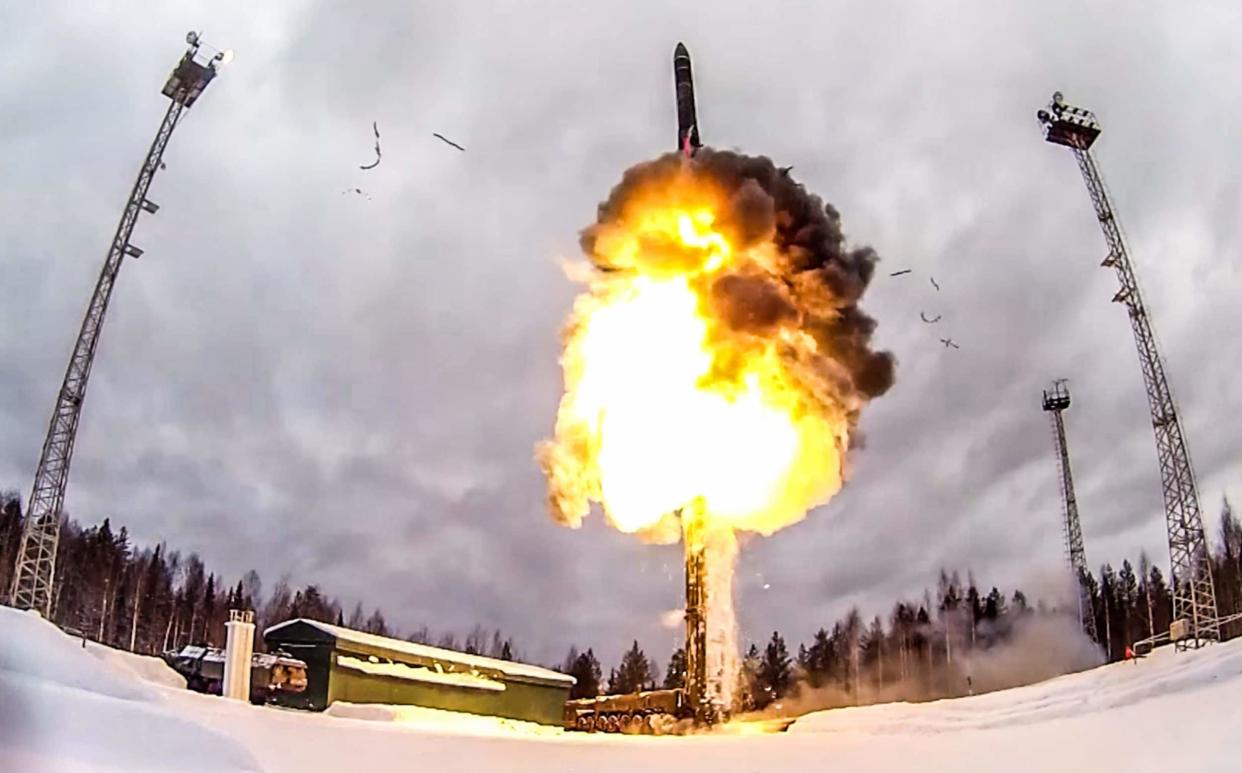 Test launch of an RS-24 Yars intercontinental ballistic missile - Russian Defence Ministry/Tass via Getty Images