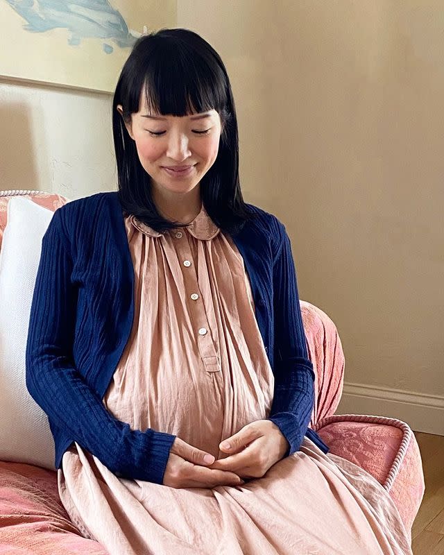 <p>The decluttering guru shared on Instagram that she is expecting her third child. </p><p>'I have some news! Another bundle of joy on the way,' the Tidying Up! presenter wrote. </p><p>Kondo and her husband Takumi Kawahara are already proud parents to two daughters, Satsuki and Miko.</p><p><a href="https://www.instagram.com/p/CKj2wKhApS6/" rel="nofollow noopener" target="_blank" data-ylk="slk:See the original post on Instagram;elm:context_link;itc:0;sec:content-canvas" class="link ">See the original post on Instagram</a></p>