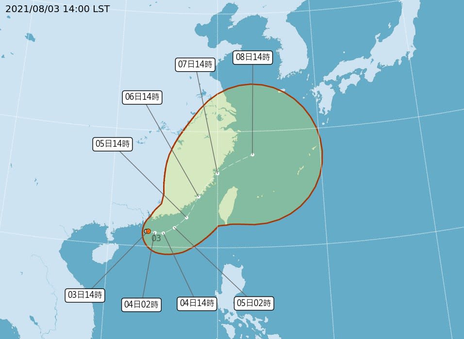 氣象局表示，颱風「盧碧」最快可能在3日晚至4日形成，預估5日至7日通過台灣海峽。（圖取自中央氣象局網頁cwb.gov.tw）