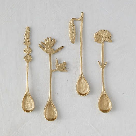55) Brass Floral Spoons, Set of 4