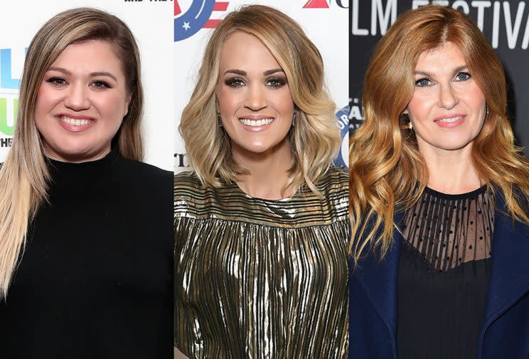 Kelly Clarkson, Carrie Underwood, and Connie Britton. 