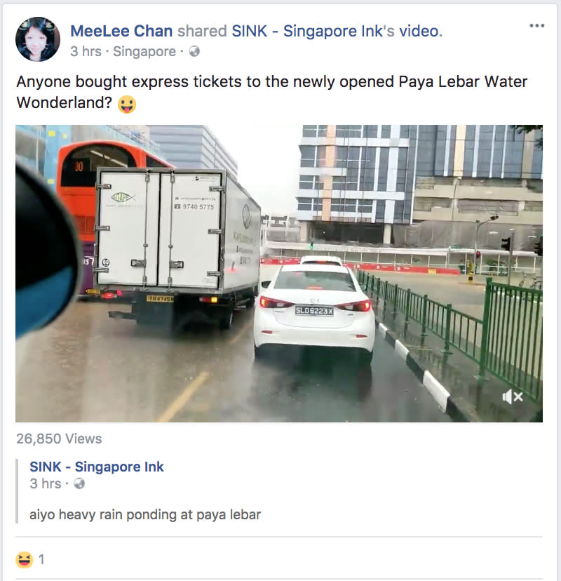 Hilarious posts on the flash floods in Singapore