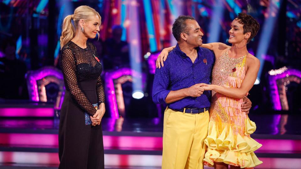 Tess Daly, Krishnan Guru-Murthy and Lauren Oakley on Strictly Come Dancing 