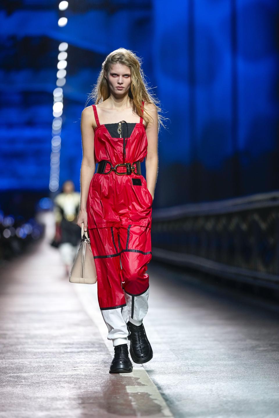 A model wears a creation for the Louis Vuitton Pre-Fall 2023 show in Seoul, South Korea, Saturday, April 29, 2023. (AP Photo/Lee Jin-man)