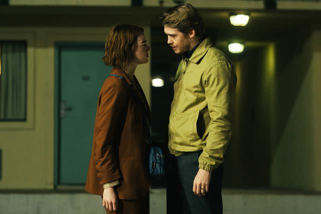 <p>Courtesy of Searchlight Pictures</p> Emma Stone and Joe Alwyn in 'Kinds of Kindness'