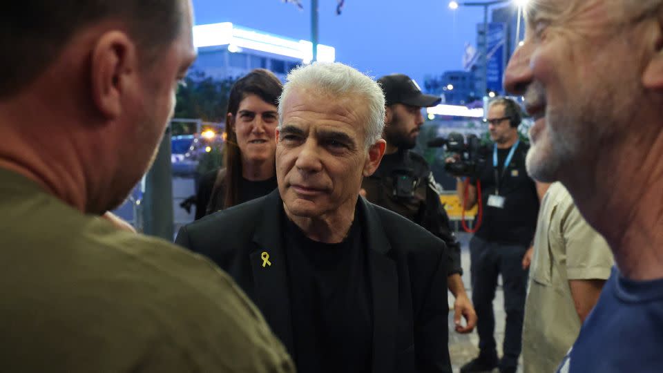 Israeli opposition leader Yair Lapid attends an anti-government demonstration in Tel Aviv on May 18, 2024. - Jack Guez/AFP/Getty Images