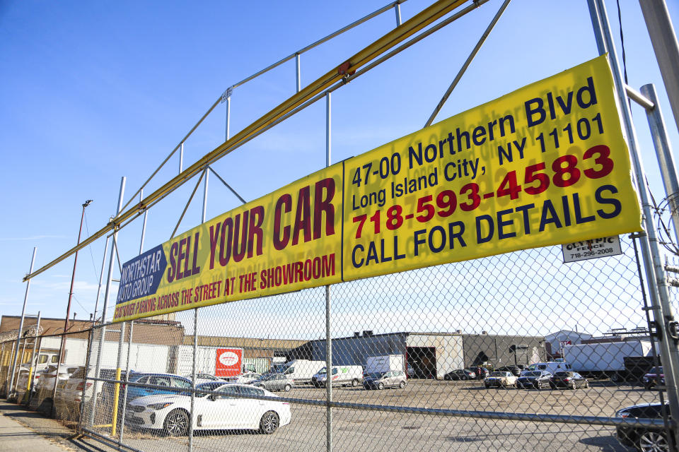 NEW YORK, NEW YORK - JANUARY 19: View of a used car dealership in Astoria, Queens New York on January 19, 2022. Inflation spiked to its highest level in four decades, sending consumer prices soaring 7 percent for the year ended. The highest annual increase since June 1982 for the Consumer Price Index, a key indicator of inflation that tracks the costs of goods and services, including used car sales, groceries and rent, according to data released by the Bureau of Statistics. Labor. (Photo by Pablo Monsalve/VIEWpress via Getty Images)