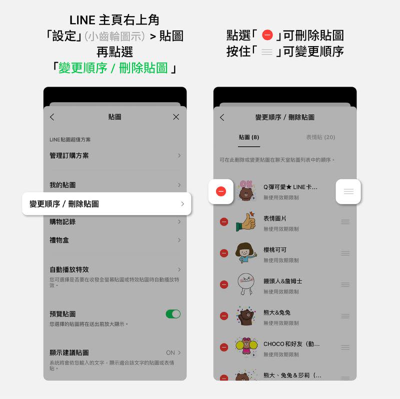 ▲不當LINE貼圖富翁，不常用舊貼圖就一口氣刪一刪吧！(圖／官方提供)