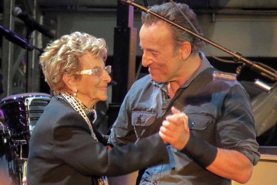 <p>Geoffrey Robinson/Shutterstock </p> Bruce Springsteen and his mother Adele in 2013 in London.