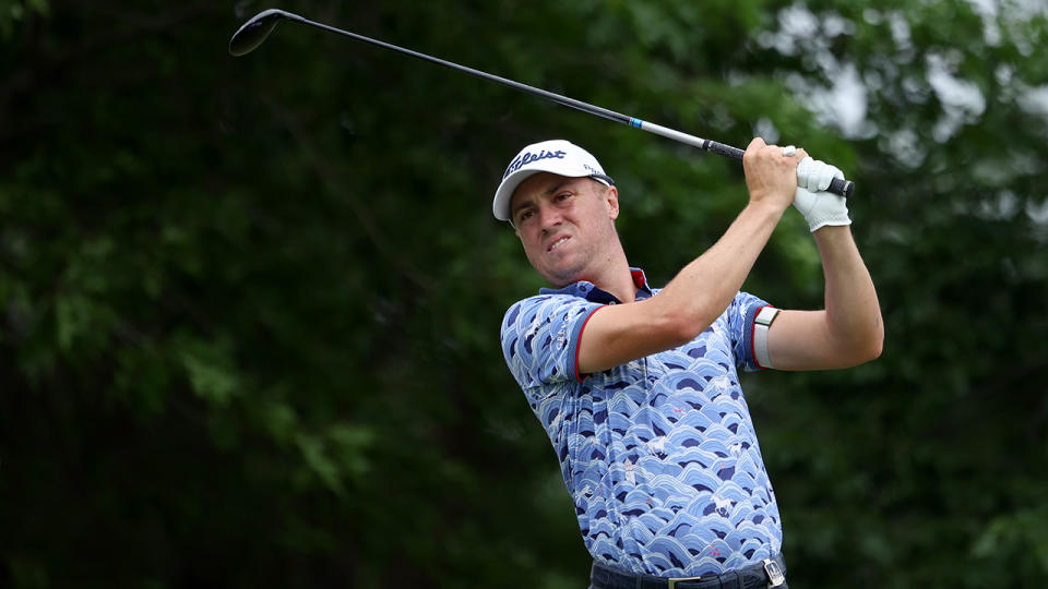 Justin Thomas has taken the clubhouse lead at the 2022 PGA Championship. (Photo by Maddie Meyer/PGA of America/PGA of America via Getty Images )