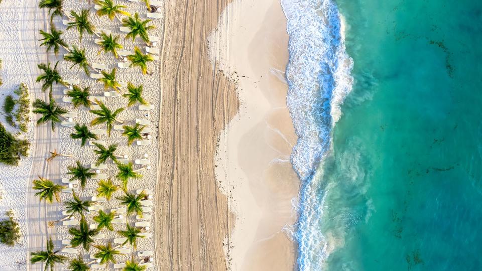 Drone View of the Beach in Costa Mujeres Mexico