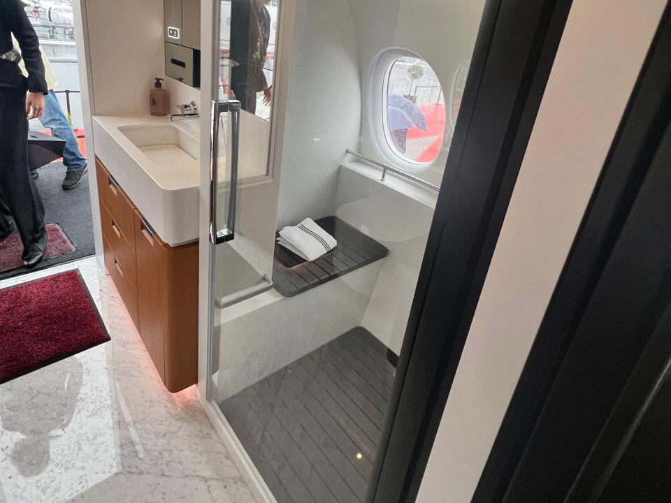 The shower inside a Dassault Falcon 10X