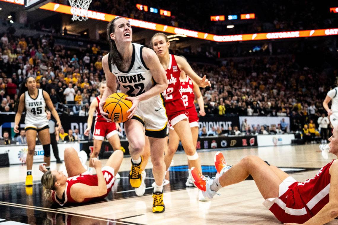 Iowa’s Caitlin Clark (22) recently passed Pete Maravich to become NCAA basketball’s all-time leading scorer. Lily Smith/USA TODAY NETWORK