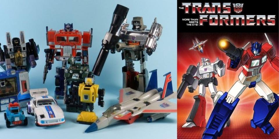 The original 1984 Generation-1 Transformers toys, and promo art from the Transformers cartoon. 