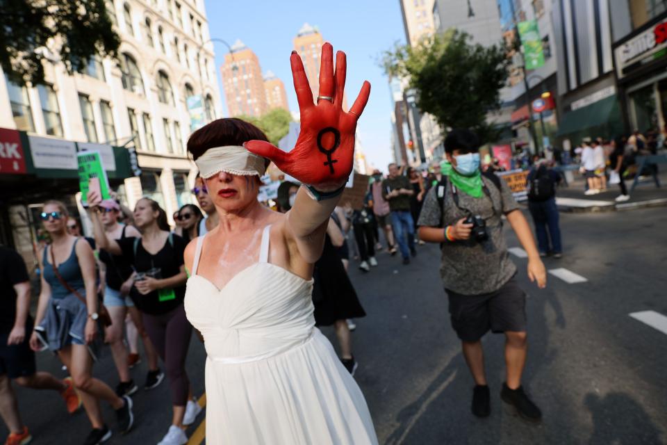 June 24, 2022: People gather at Union Square to protest against the Supreme Court's decision in the Dobbs v Jackson Women's Health case in the Manhattan borough of New York City. The Court's decision in the Dobbs v Jackson Women's Health case overturns the landmark 50-year-old Roe v Wade case, removing a federal right to an abortion. 