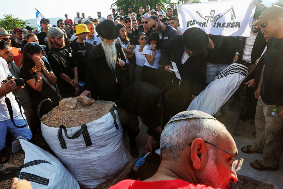 The six were among 251 hostages taken in the October 7 Hamas attack that sparked the ongoing war between Israel and Hamas. (Gil Cohen-Magen/AFP - Getty Images)