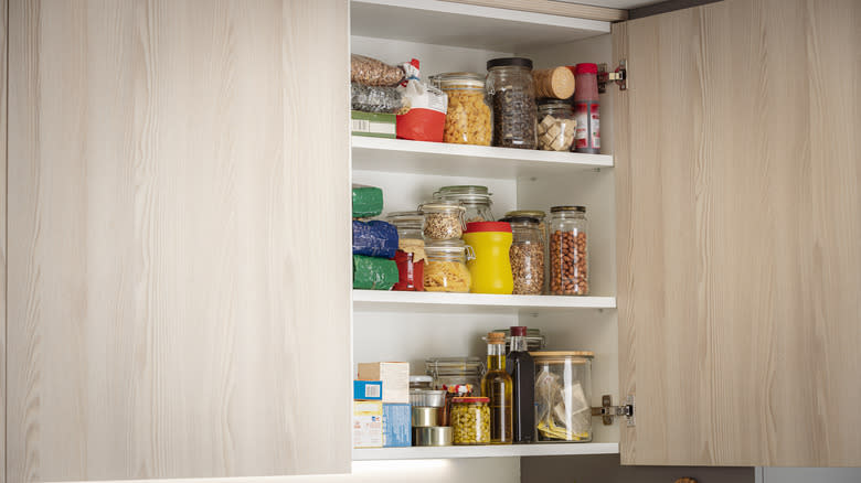 Products in kitchen cabinet