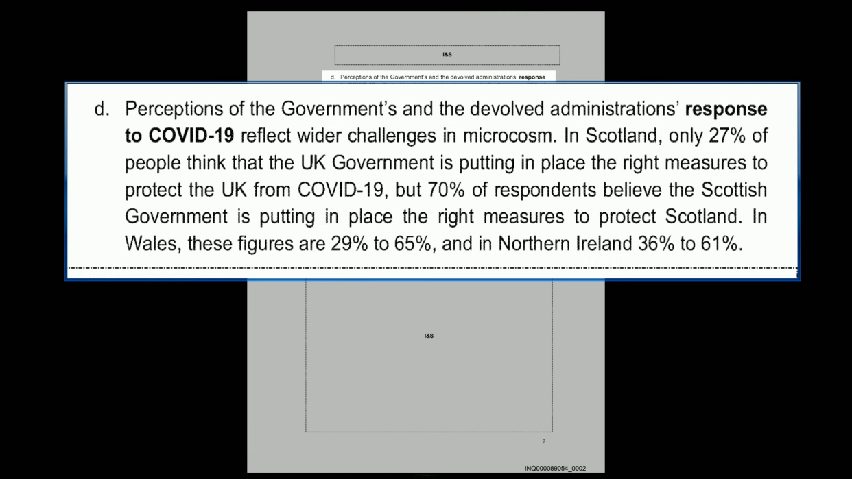 A briefing document drawn up by Michael Gove’s team during the pandemic (Covid Inquiry)