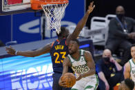 Boston Celtics guard Kemba Walker goes to the basket as Golden State Warriors forward Draymond Green (23) defends during the first half of an NBA basketball game in San Francisco, Tuesday, Feb. 2, 2021. (AP Photo/Jeff Chiu)