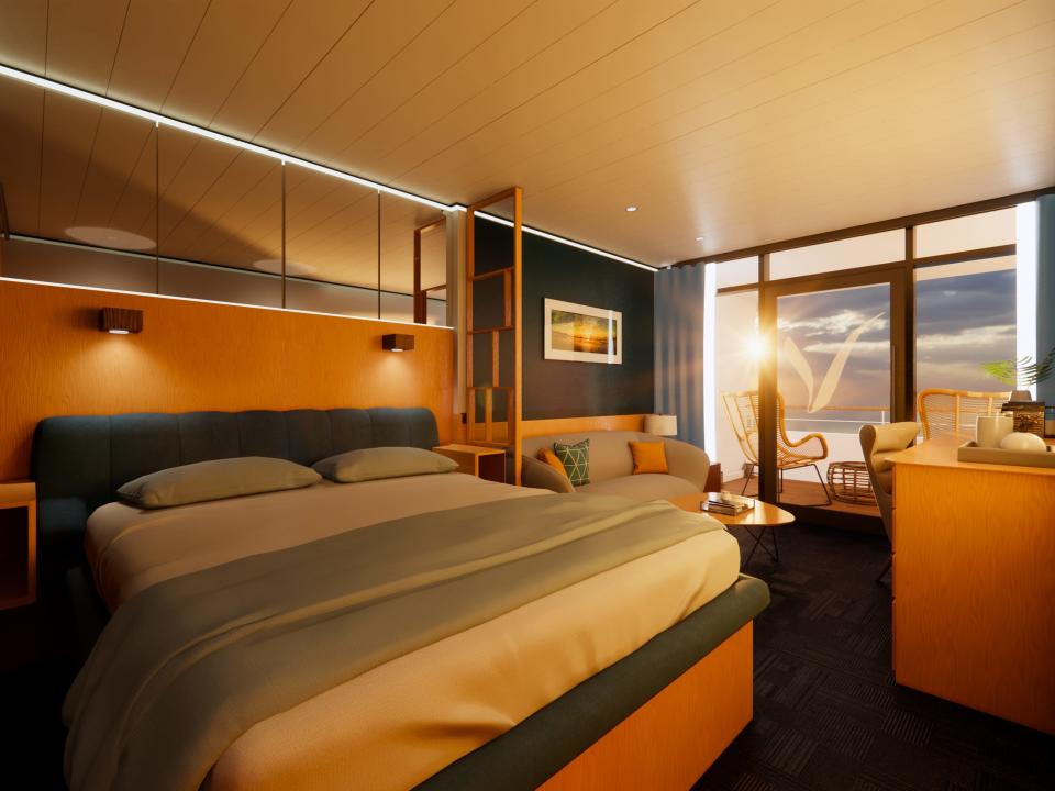 rendering of balcony cabin on villa vie odyssey