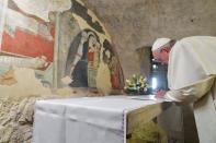 Pope Francis visits the nativity scene of Greccio