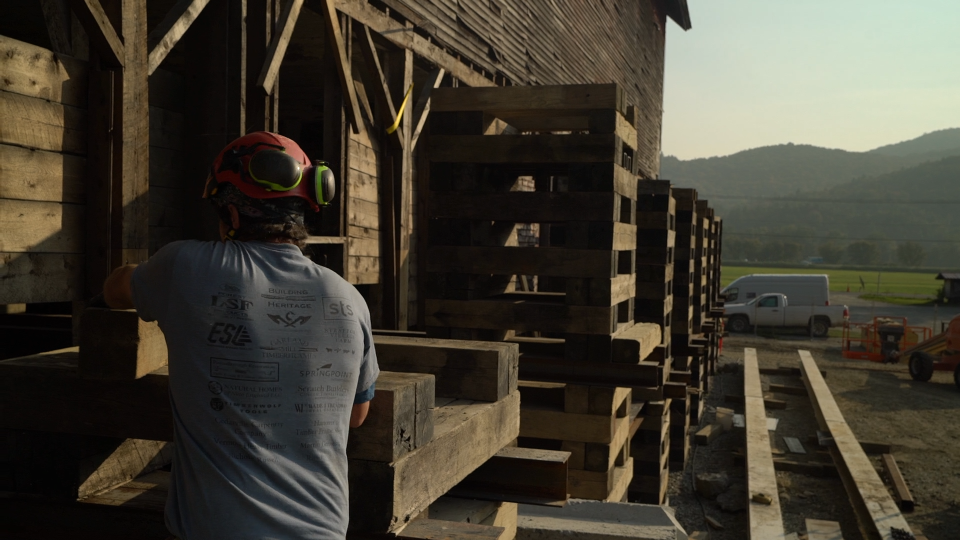 Project Supervisor Daniel Lee working on the East Monitor Barn in Richmond on Sept. 28, 2023.