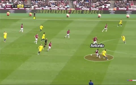 Antonio wins the ball