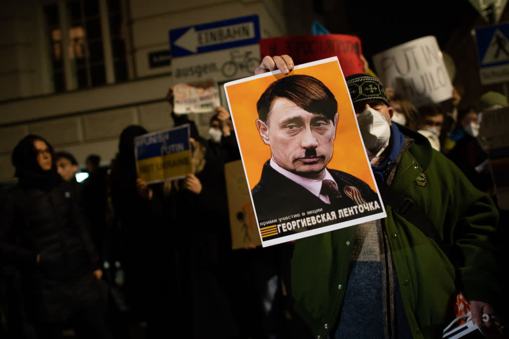 Protesters Demonstrate In Vienna Against Russian Invasion Of Ukraine