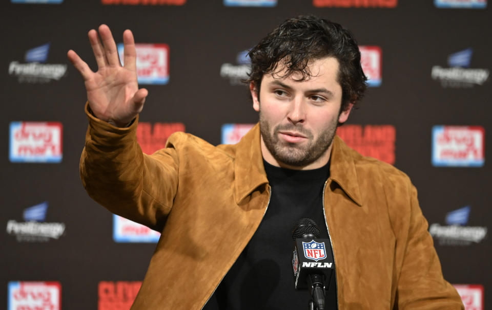 Cleveland Browns quarterback Baker Mayfield said he'll kneel during the national anthem this season. (AP Photo/David Richard)