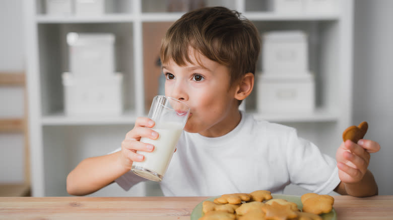 Boy drinking milk