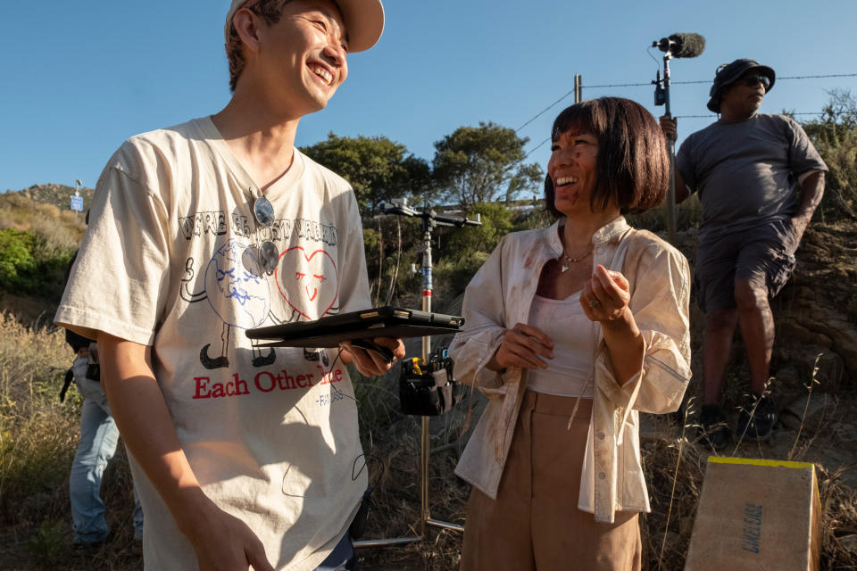 Beef. (L to R) Creator/Showrunner/Director/Executive Producer Lee Sung Jin, Ali Wong as Amy in episode 110 of Beef. Cr. Andrew Cooper/Netflix © 2023
