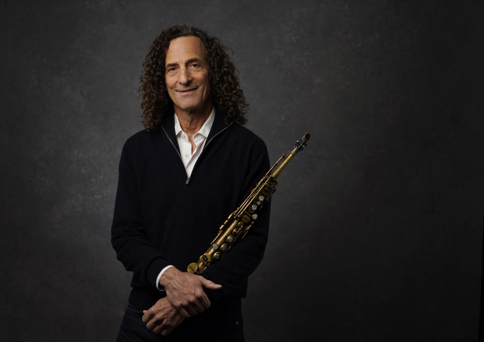 Saxophonist Kenny G poses for a portrait in Los Angeles to promote his album of lullabies titled “Innocence,” on Wednesday, Nov. 1, 2023. (AP Photo/Chris Pizzello)