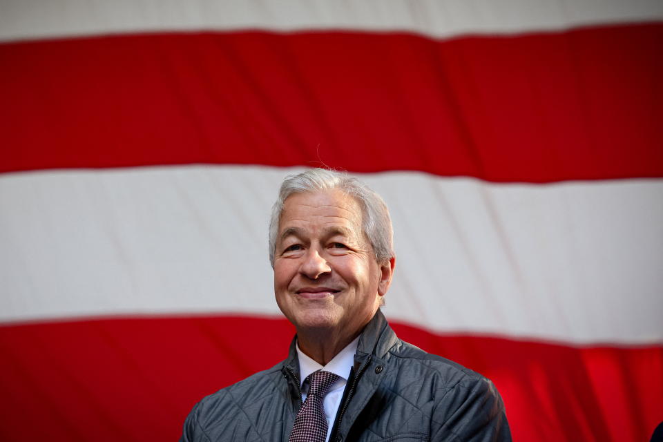 Jamie Dimon, chairman and CEO of JPMorgan Chase, attends the ceremony for placement of the final beam for JPMorgan Chase's new global headquarters building at 270 Park Avenue in New York City, U.S., November 20, 2023.  REUTERS/Brendan McDermid