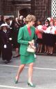 <p>A pink and green moment is so very T&C. Diana wore this chic tonal suit during a visit to Babington Hospital in April 1992.<br></p>