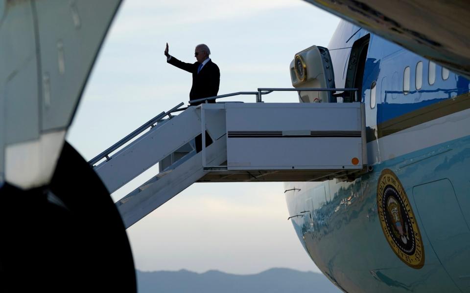 Biden on the plane - AP Photo/Patrick Semansky