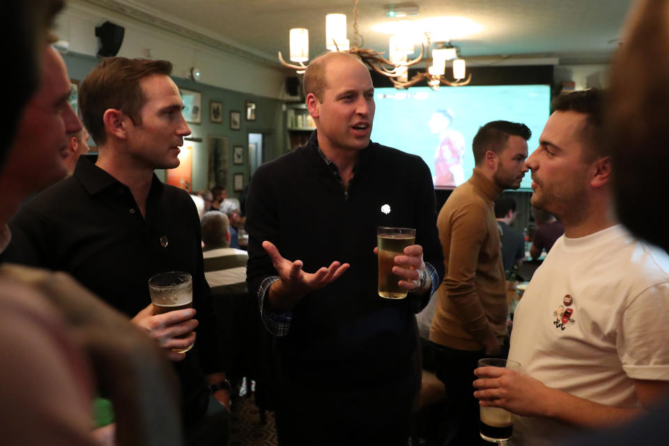 Back in October the Duke of Cambridge joined fans and Frank Lampard (left) to discuss mental health issues [Photo: PA]