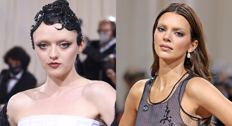 Bleached eyebrows were big on the Met Gala red carpet. (Getty Images/Yahoo Life UK)