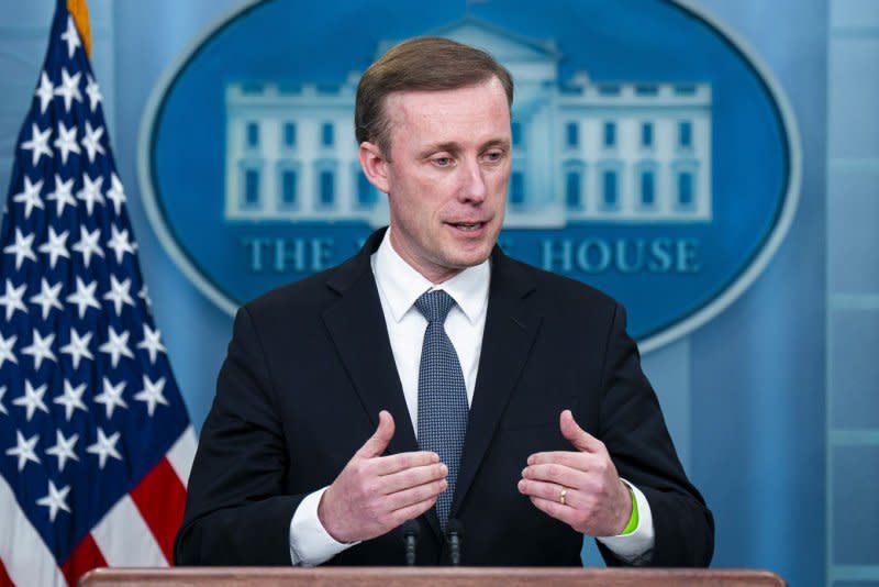 White House national security adviser Jake Sullivan was expected to discuss hostages taken by Hamas, including eight Americans, in a visit to meet with Israeli leaders. Photo by Al Drago/UPI