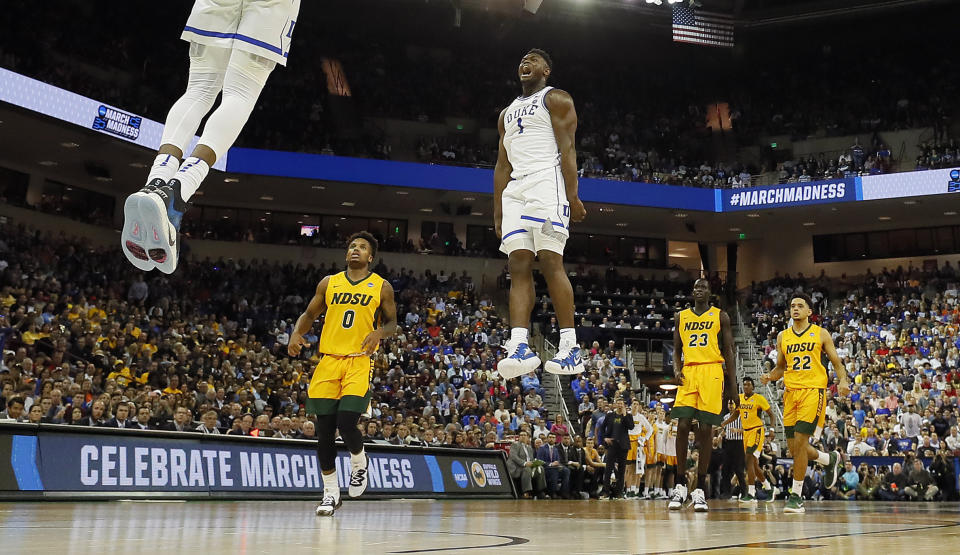 Duke soared above North Dakota State in the second half of its 2019 NCAA tournament opener. (Getty)